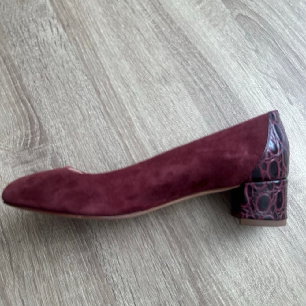 J.Crew Evelyn Cross Embossed Block Heel Suede Pumps - Picture 2 of 4